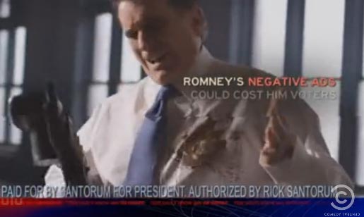 Romney gets Santorum on his shirt Romney gets Santorum on his shirt