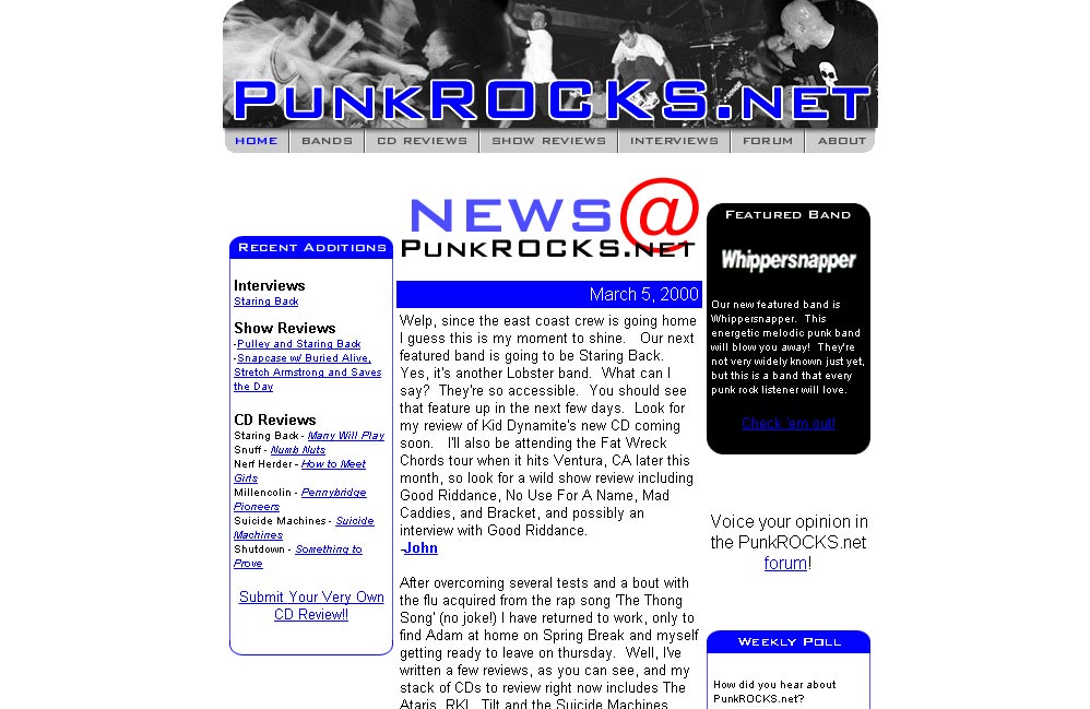 PunkRocks.net, March 2000 PunkRocks.net, March 2000