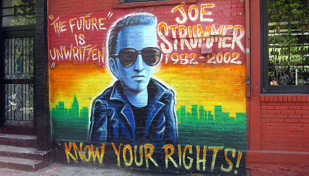 The Joe Strummer mural at Niagara Bar in the East Village of New York City