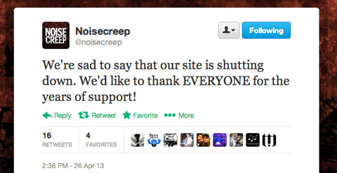 Noisecreep shutting down