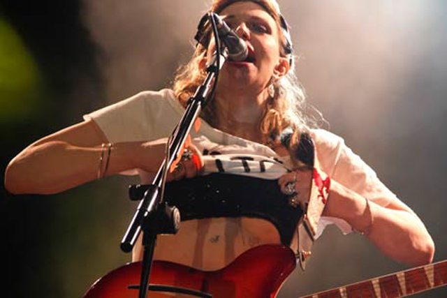 Courtney Love Strips Off T-Shirt During Brazil Concert